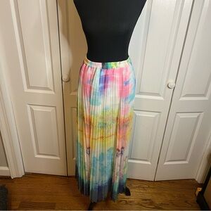 Watercolor Accordion Pleated Maxi Skirt Or Sheath Dress Sz 4 Victorias Secret